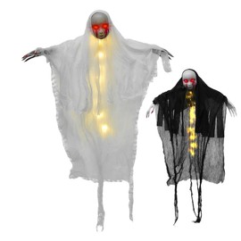 Colgantes de Halloween,Decoración de Esqueleto Fantasma Muñeca Colgante con Luces LED,la Mejor Decoración de Halloween para Patio Delantero,Patio,Jardín,Decoración de Fiesta,Interior y Exterior. (B)