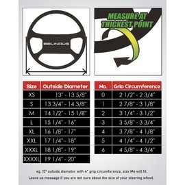 BELINOUS Funda De Cuero Para Volante Con Cordones, Cosido En Envoltura, Ajuste Universal De 13 A 20 Pulgadas Para Coche, Camión, Suv, Camioneta, Barco, Una Pieza Entera De Piel De Vaca, Puntada De Bricolaj