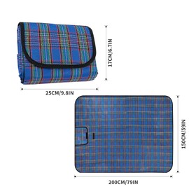 Picnic Blanket – Tartan Waterproof Outdoor Picnic Mat, Extra Large 150x200cm Foldable Waterproof Picnic Blanket with Carry Handle, Washable Garden Rug for Beach, Camping, Park, Family Travel, Blue