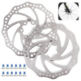Pack of 2 Bicycle Brake Discs 160 mm, Brake Discs Bicycle with 12 Screws, Stainless Steel Brake Disc, Centre Lock Brake Disc, Hole Centre Distance 44 mm, for Most Mountain Bikes, Road Bikes, MTB and