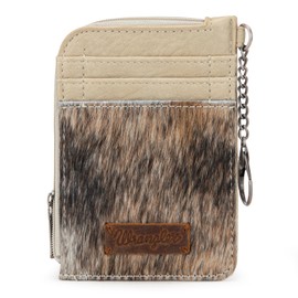 Montana West Wrangler Horsehair Card Wallet for Women Cowhide Credit Card Holder Rustic Animal Print Wallet with Keychain WG66-W005BG