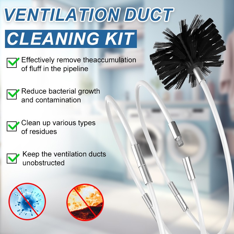 8-Foot Dryer Vent Cleaning Brush Kit with 6 Quick-Snap Extension