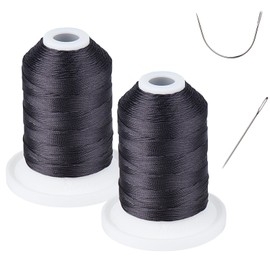 UV Resistant - Heavy Duty Outdoor Thread for Hand or Machine Sewing - Simthread 100% Polyester Bonded Thread Tex 69 (12wt) - 250 Yards x 2 Spools NP-Black