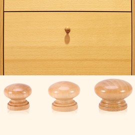10pcs Wooden Cabinet Knobs, Natural Wooden Round Furniture Pull Handle Kitchen Drawer Cupboard Knob with Screws for Chest of Drawer Kitchen Cupboard Wardrobe Furniture (24MM)