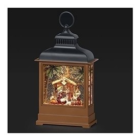 Roman Lighted Swirl Nativity LanternSnow Globe, 12.2-inch Height, Christmas Decoration