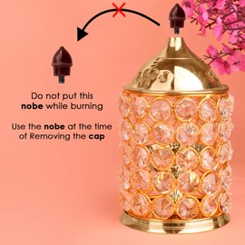 SATVIK STORE 6 Inch Crystal Glow Akhand Diya Diwali Gift/Diwali Deepawali Decoration Brass Decorative Crystal Oil Lamp Tea Light Holder Lantern Oval Shape Puja Lamp Indian Housewarming Gift Item