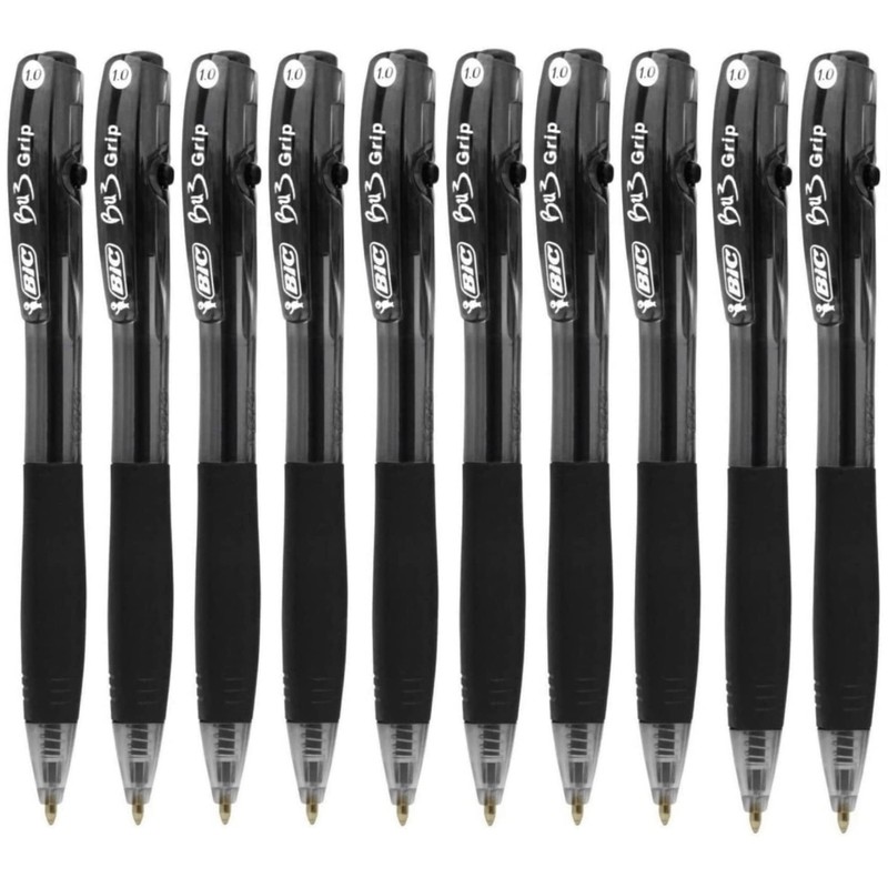 BIC BU3 Comfort Grip - Retractable Ball Pens - 10