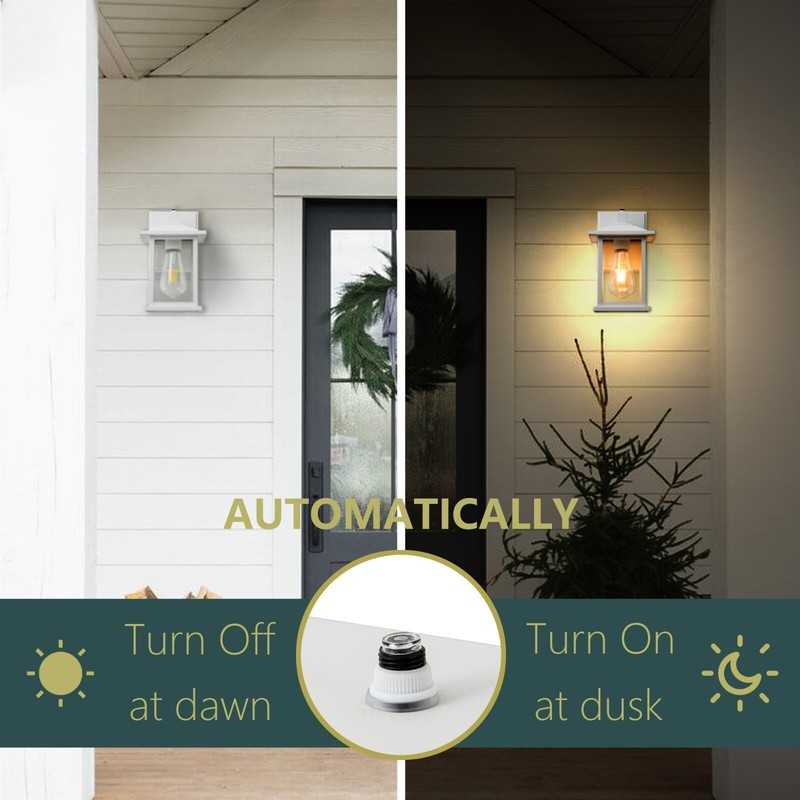 FTL Outdoor Lights with GFCI Outlet, Dusk to Dawn Front