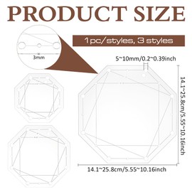 BENECREAT 3 Sizes Octagon Quilting Template, Acrylic Intricate Sewing Machine Ruler, Transparent Printing Plate Router Template for DIY Hand Patchwork Cutting Craft