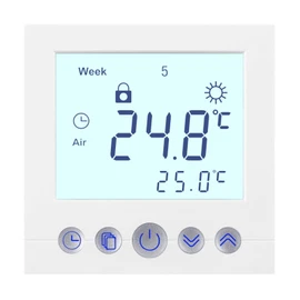 Digital Flush-Mounted Thermostat White with 8 cm Display Diagonal – Weekly Programming – Child Lock – for Electric or Water-Controlled Underfloor Heating