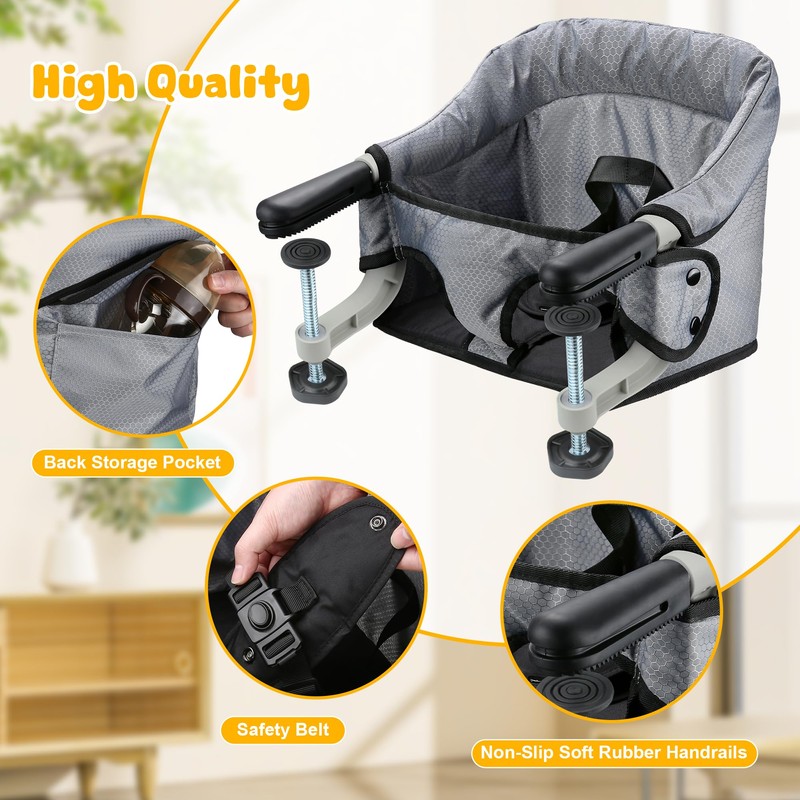 Toogel Hook On High Chair, Foldable Travel Clip Seat for