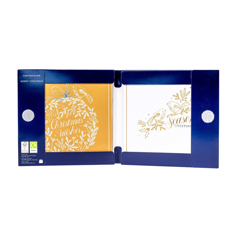 Tom Smith - Premium square Christmas cards, multi-pack, white &