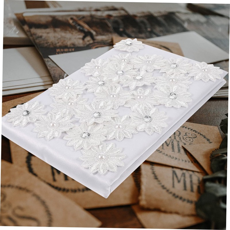 Ciieeo Delicate Wedding Guest Book and Rhinestone Decoration Elegant Sign-