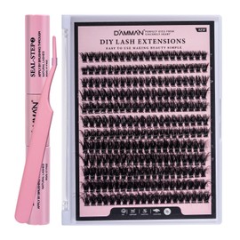 DAMMAN 60D DIY Lash Extension Kit 240 Clusters D Curl Mix 10-16mm 3D Effect Cluster Eyelash Extensions Kit with Bond and Seal and Tweezers Fluffy Segment Eyelash Kit