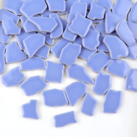 PINUO&KE - Azulejo de mosaico de cerámica irregular de 0.95 libras para adultos, niños, hecho a mano, para decoración del hogar, decoración del hogar, proyectos de arte (cian)