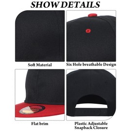 JaGely Snapback Hats for Men Hip Hop Style Solid Baseball Hats Adjustable Snapback Cap Flat Brim Baseball Caps(20 Pack,Assorted Colors)