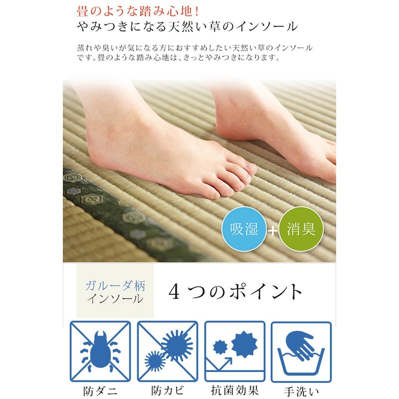 Oshimaya Igusa Insole, Men's, Size L, BL, Garuda Pattern, Non-woven