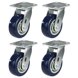 HANDSAMMU 5 inch Industrial Casters-Polyurethane on Polypropylene Swivel Casters, Set of 4 Heavy Duty Casters with 3200 lb Capacity, Caster Wheels for Cart Workbench Furniture (2Rigid&2Swivel)