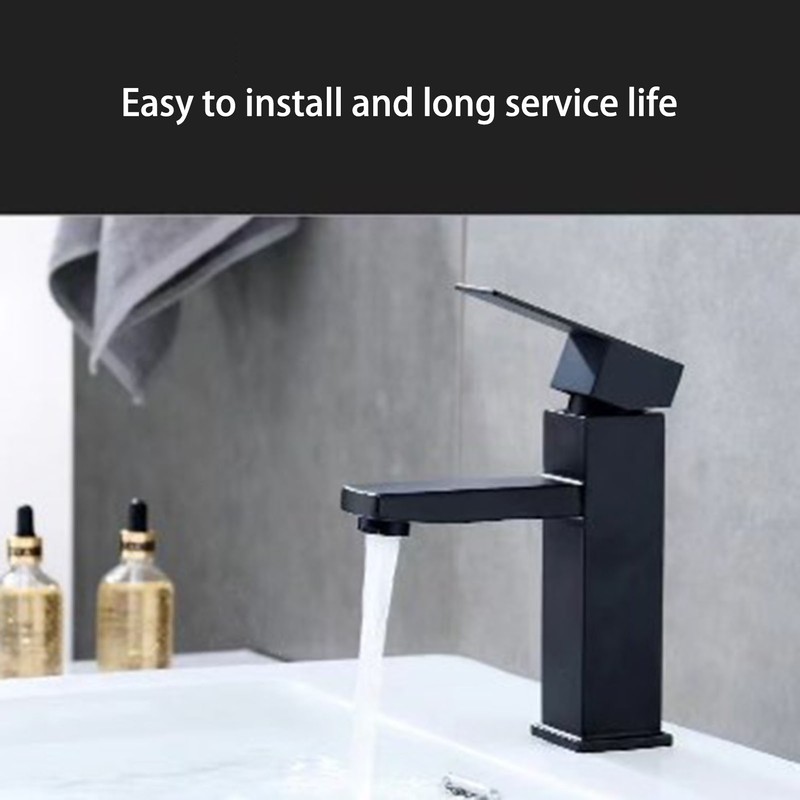 Basin Faucet Stainless Steel Surface Black Baking Paint Bathroom Sink