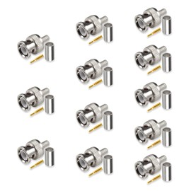LEONTOOL BNC Male Connector Crimp Type RG58 Low Loss Cable DIY 12pcs RG58 Crimp Male Connector Male Plug Crimp Connector for RG58 Coaxial Cable BNC Crimp Connector Crimp Adapter for BNC Cable Making