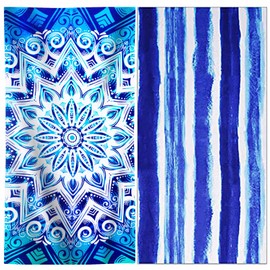 2 Packs Oversized Beach Towel Set Extra Large Big XL Pool Camping Swim Clearance Towels 36x72 Soft Blanket Cruise Essentials Accessories Must Haves Vacation Necessities Adult Blue Boho Stripe