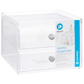 iDesign 2 Jewelry Box, Compact Storage Organization Drawers Set for Cosmetics, Dental Supplies, Hair Care, Office, Dorm, Desk, Countertop, Clear/Transparent, 16.5 x 17.8 x 12.7 cm