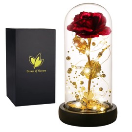 Birthday Gifts for Women,Flowers for Delivery Prime,Flower Galaxy Artificial Flower with 2 Lights Mode,light Up Rose in Glass Dome,Colorful Gold Foil Rose,Wedding Anniversary Valentines Birthday Gifts