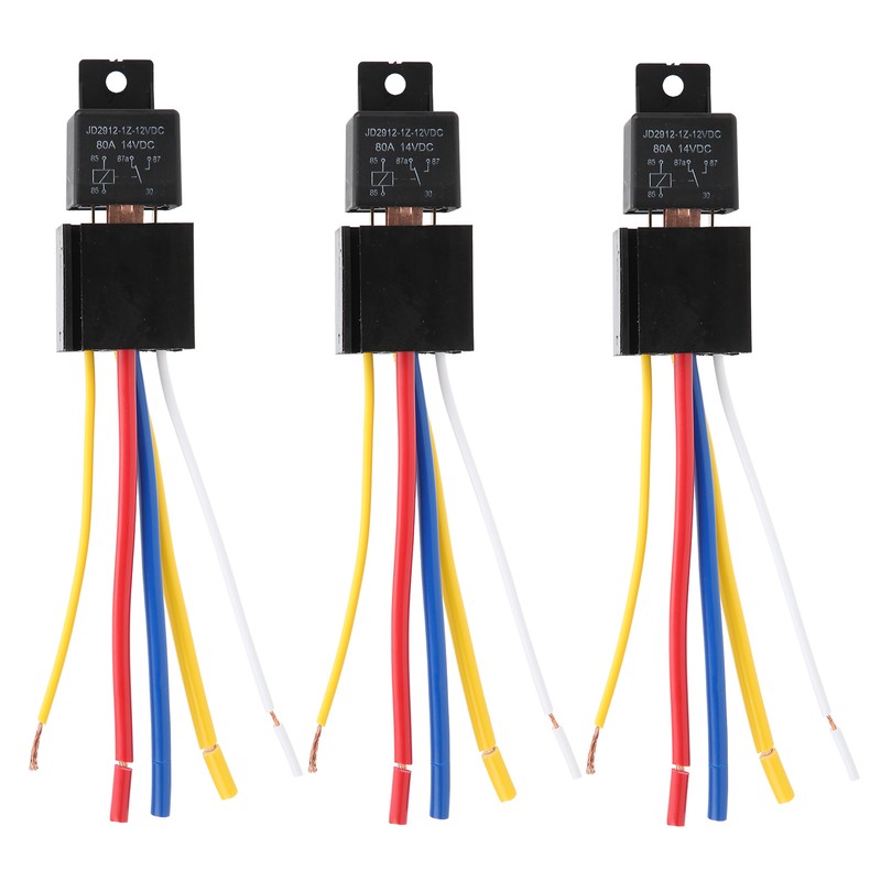 3pcs DC12V 80A LED Flasher Relay Waterproof Shockproof 5‑Pin Car
