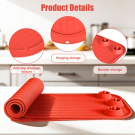 Casbomy Mixer Sliding Mat for KitchenAid with 3 Mixing Heads Storage Design, Mixer Slider Mover Pad for KitchenAid 4.5-5 Qt Tilt-Head Stand Mixer, for Kitchen Aid Mixer Accessories, Thicken Red