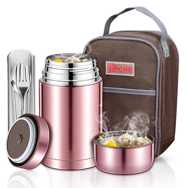 Thermal Food Flask, Soup Flask with Spoon, 800ml Double Walled