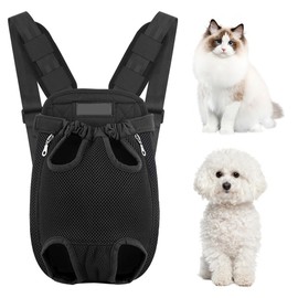 LUFEIS Dog Carrier Backpack, Adjustable Pet Carrier Backpacks for Small Medium Dogs, Legs Out, Easy-Fit for Hiking Traveling, Portable & Breathable Mesh Dog Backpack Holds Pet Up to 16 Lbs (Black-L)