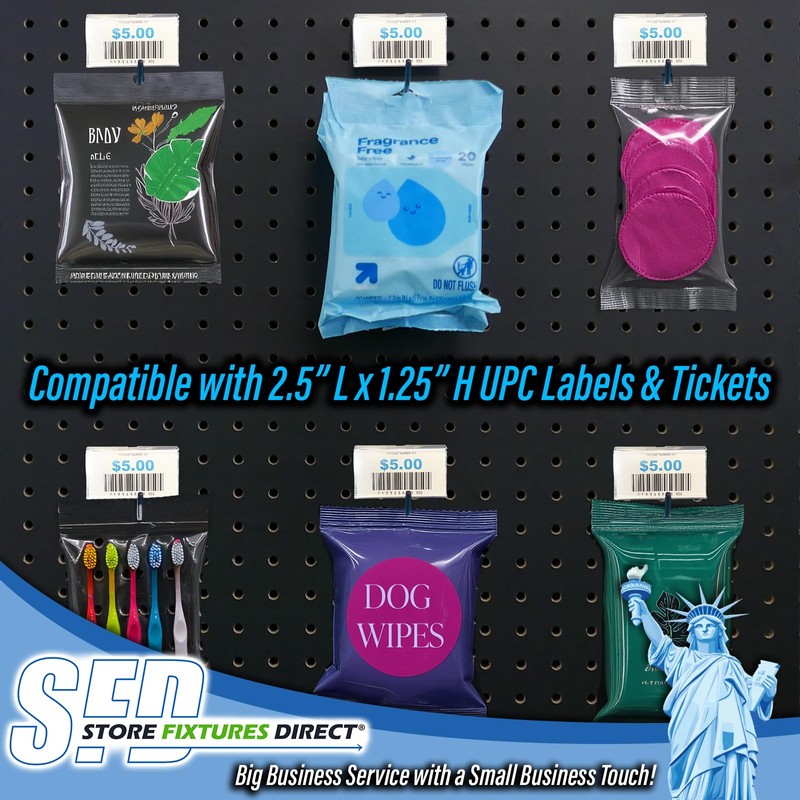 STORE FIXTURES DIRECT Pegboard Label Holder, Scannable UPC Ticket Display