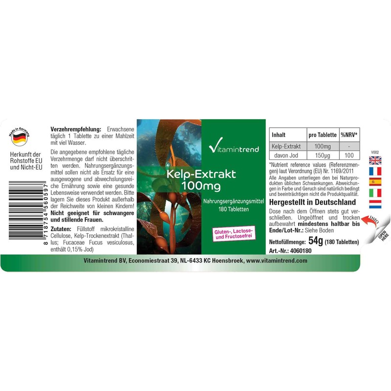 Kelp 100 mg - 180 Tablets - For 6 Months