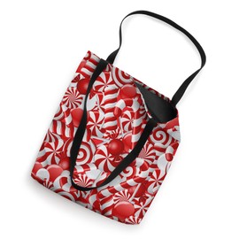 Peppermint Candy Cane Swirl Red White Christmas Candy Print Tote Bag