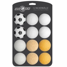 GOODS+GADGETS Table-Football-Balls speedball 12x pieces Premium Table Soccer Balls; Table Kicker-Ball Set of different types (cork, PE, PU, ABS) 35mm