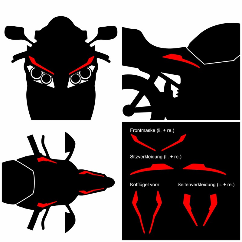 Tankpad Graphic Kit Front Mask Mudguard Seat Compatible with Kawasaki