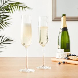 ZWIESEL GLAS Pure Champagne Glass (Set of 2), Champagne Flutes with Effervescent Point, Dishwasher-Safe Tritan Crystal Glasses, Made in Germany (7 Ounce)