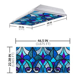 Fluorescent Light Cover for Classroom Ceiling Lights - Premium Backlit Film Insert 2x4 (22.38"x46.5") Florescent Fixture (Pack of 1) School, Office, Eliminate Headaches & Eyestrain - Stained Glass