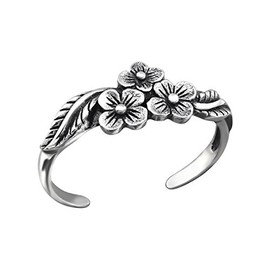 ICYROSE 925 Sterling Silver Toe Rings for Women Adjustable Open Toe Ring Gifts Jewelry (Flowers Leaf 27169)