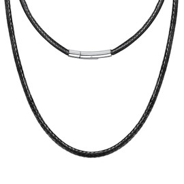 PIYIZ Rope Necklace for Women 18 Inch Braided Leather Cord Pendant 3mm Wide Chains Wax Leather String Necklaces