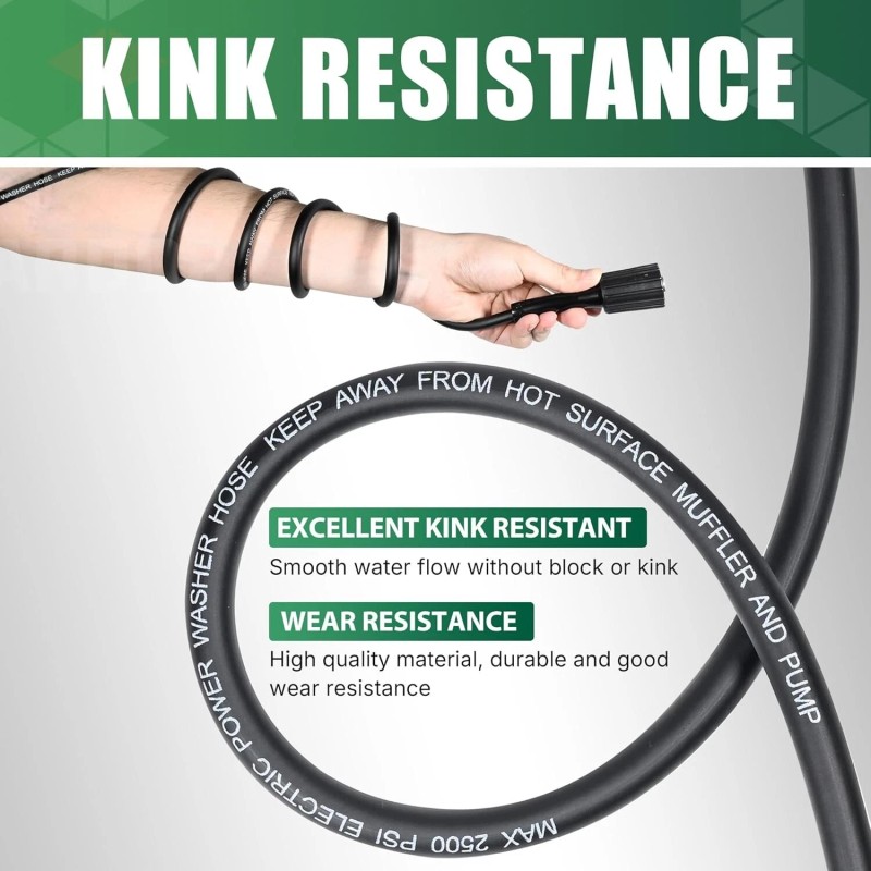 COYARDOR Pressure Washer Hose 25ft Kink Resistant Power Washing Replacement