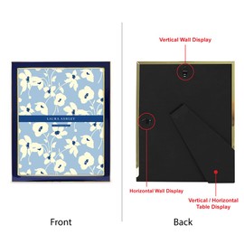 Laura Ashley 8x10 Navy Enamel Picture Frame, Gold Metal Edge with Easel, for Countertop, Counterspace, Tabletop Display, Bookshelf, Desk, Wall Décor, Photo Gallery (8x10, Navy W/Gold)