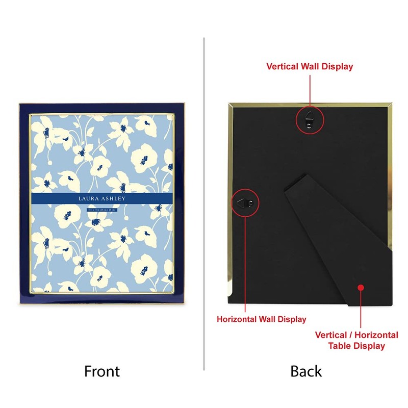 Laura Ashley 8x10 Navy Enamel Picture Frame, Gold Metal Edge