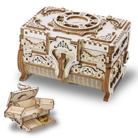 3D Wooden Puzzle for Adults Music Box – DIY Mechanical Treasure Chest with Hidden Compartments, Jewelry Storage & Melody, Decorative for Christmas or Birthday