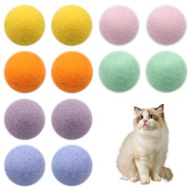 12 Stück Filzbälle Katzen,Katzenspielzeug Ball,Katzenbälle aus Filz,Katze Ball,Katzen Bälle,Filzball Katze,Spielball Katze,Natürliches Spielzeug für Katzen,100 % Reine Wolle,Handgefertigt,6 Farben