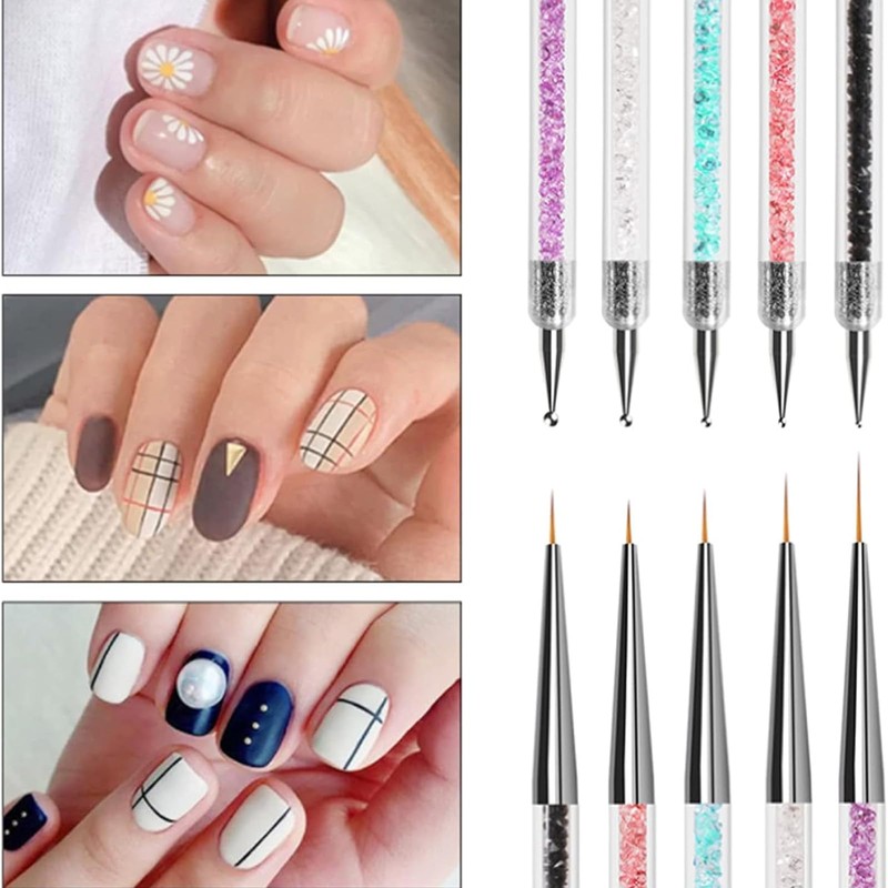5 pcs Nail Art Brushes, Nail Dotting Tool, Nail Art