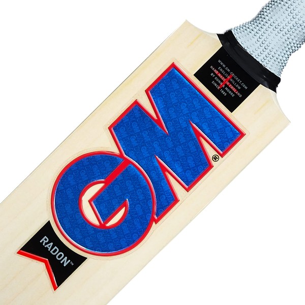 Gunn & Moore GM, RADON, Cricket Bat, DXM, TOETEK Technologies, Prime English Willow, Made In England, Blue/Red, Size 1 - User height 120-129cm (17055T18)