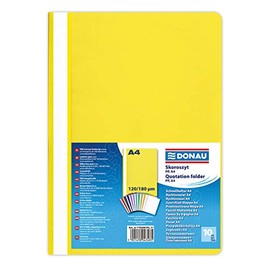 DONAU 1702001PL-11 Plastic File Folder A4 Yellow / Plastic Folder Made of Eco PP Film 120/180 µm with Transparent Cover / for Office and School / Capacity Approx. 200 Sheets | Pack of 10