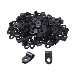 DBOO 100 Pieces Nylon R-Type Cable Clamp Organizer Cord Clips for Wire Management 5mm Black CC-0.5