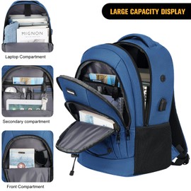 WINDARS Backpack for Men and Women, Casual School Backpacks for Teens Boys and Girls, Bungee Students Bookbag 15.6 inch Laptop Bag with USB Charger for College High School Travel (Dark Blue)